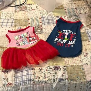 Festive Dog Dresses - Red and Blue